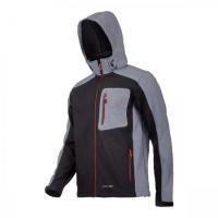 JAKNA SOFTSHELL S KAPUCO ČRNO-SIVA-ORANŽNA XL LAHTI L4091604
