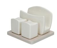 Brandani Bel namizni podstavek za serviete + sol in poper 13x13xh9,5cm / porcelan, les
